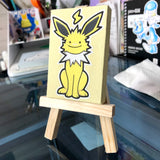 A Ditto Jolteon painting on a mini canvas
